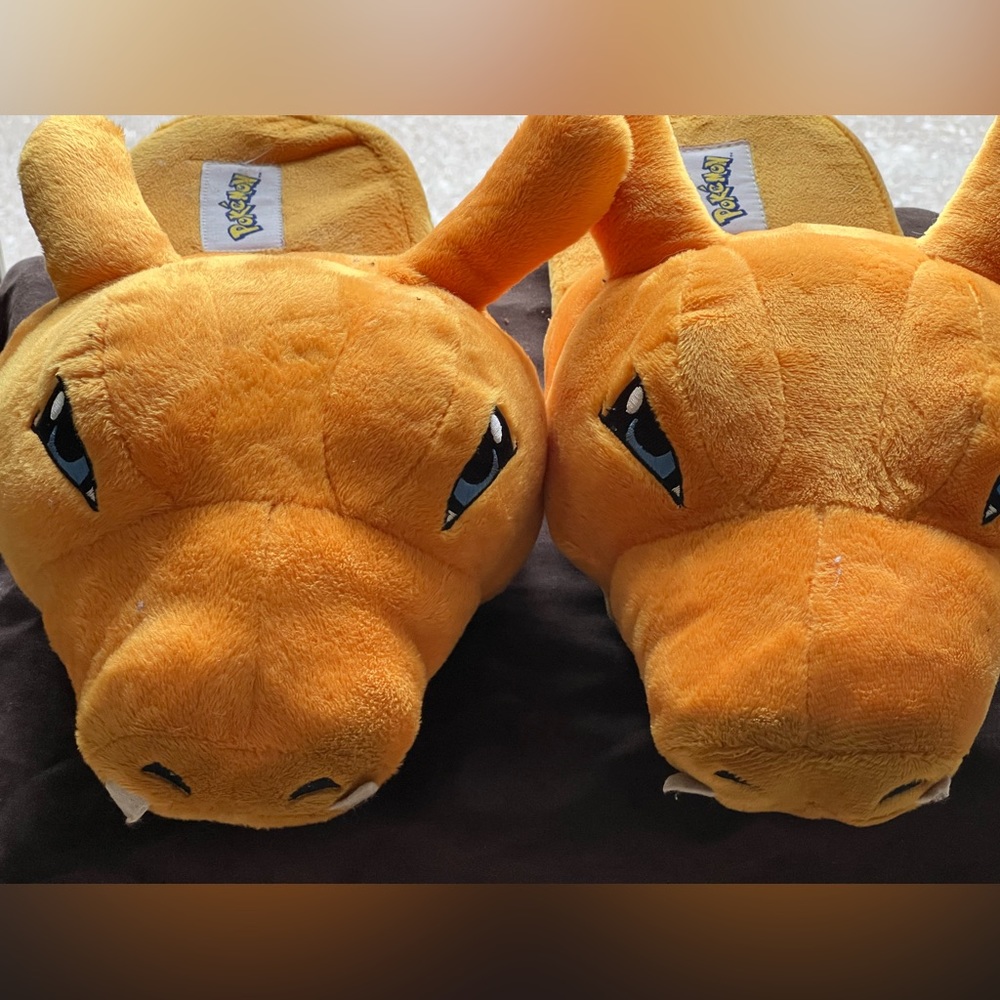 Pokemon Charizard Plush Slippers Orange Adult Size L